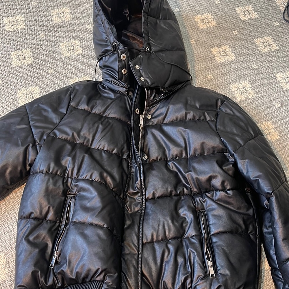 Generation love vegan leather removable hood jacket